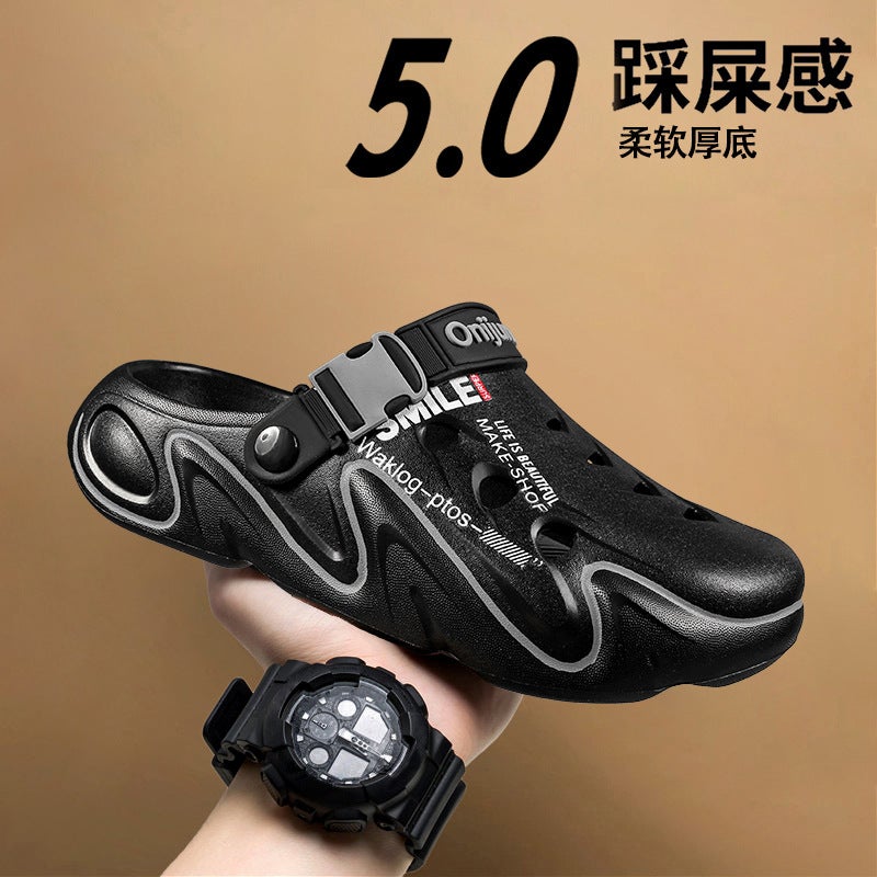 Croc Shoes For Boys Summer Outerwear Non-Slip Wear-Resistant Soft Sole Toe-Toe Slippers Dual-Purpose Beach Sandals - Image 3